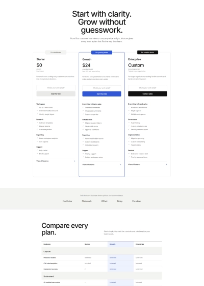 Morrow Pricing sample layout preview